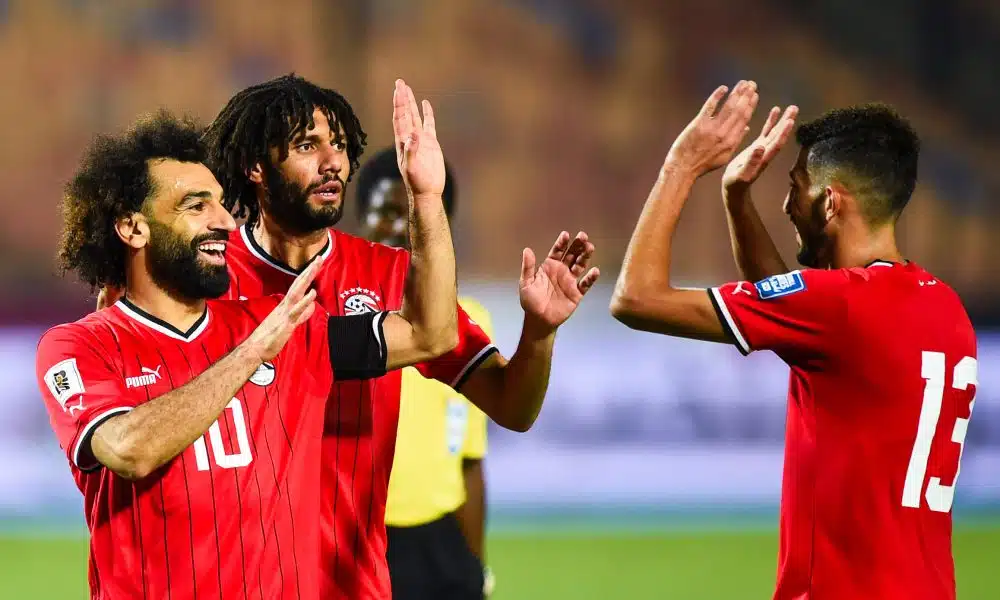 Mohamed Salah célèbre son but contre la Tanzanie lors du match amical de préparation à la CAN 2021