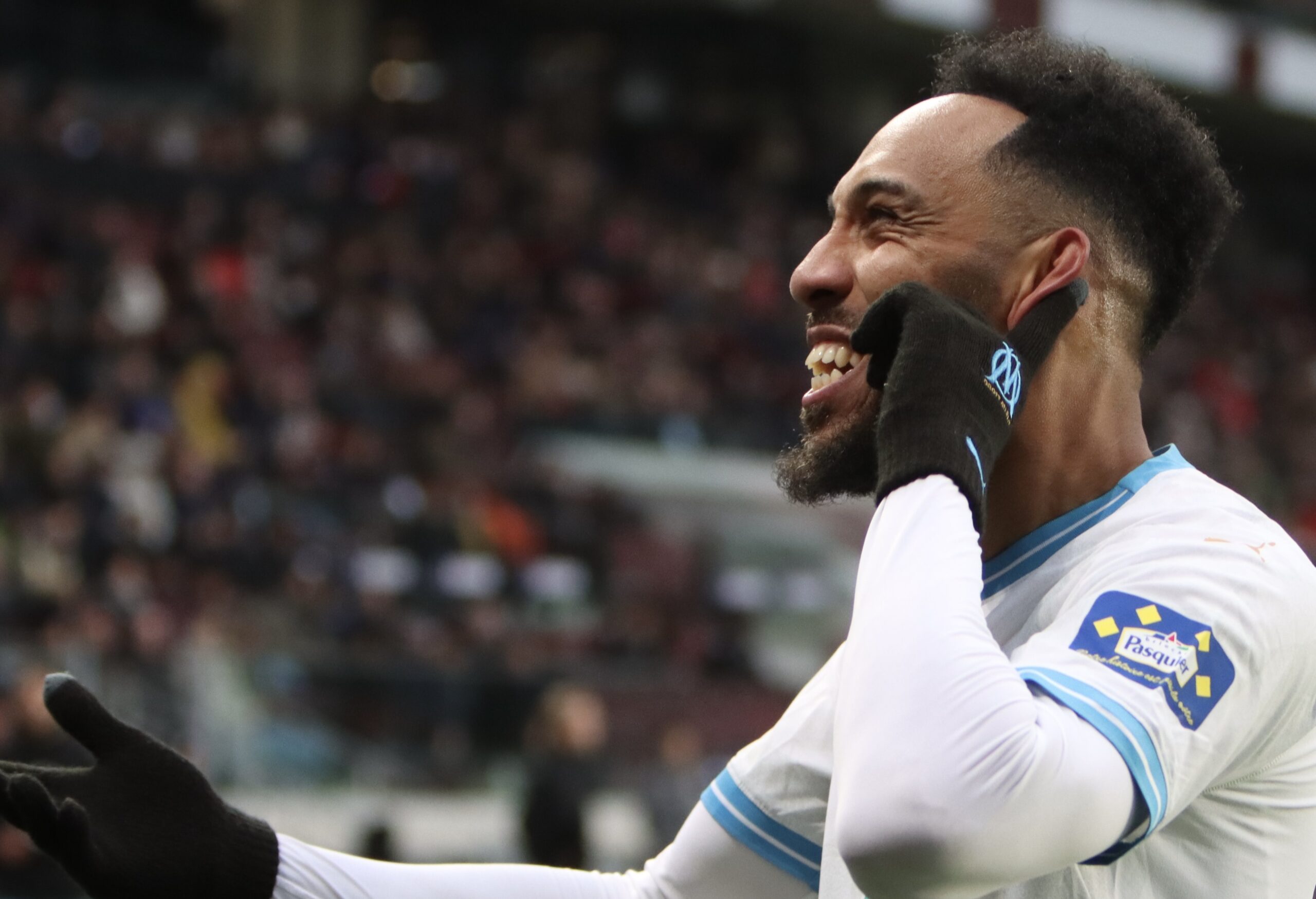 Pierre Emerick-Aubameyang marque le but de la victoire pour l'Olympique de Marseille contre Thionville en Coupe de France