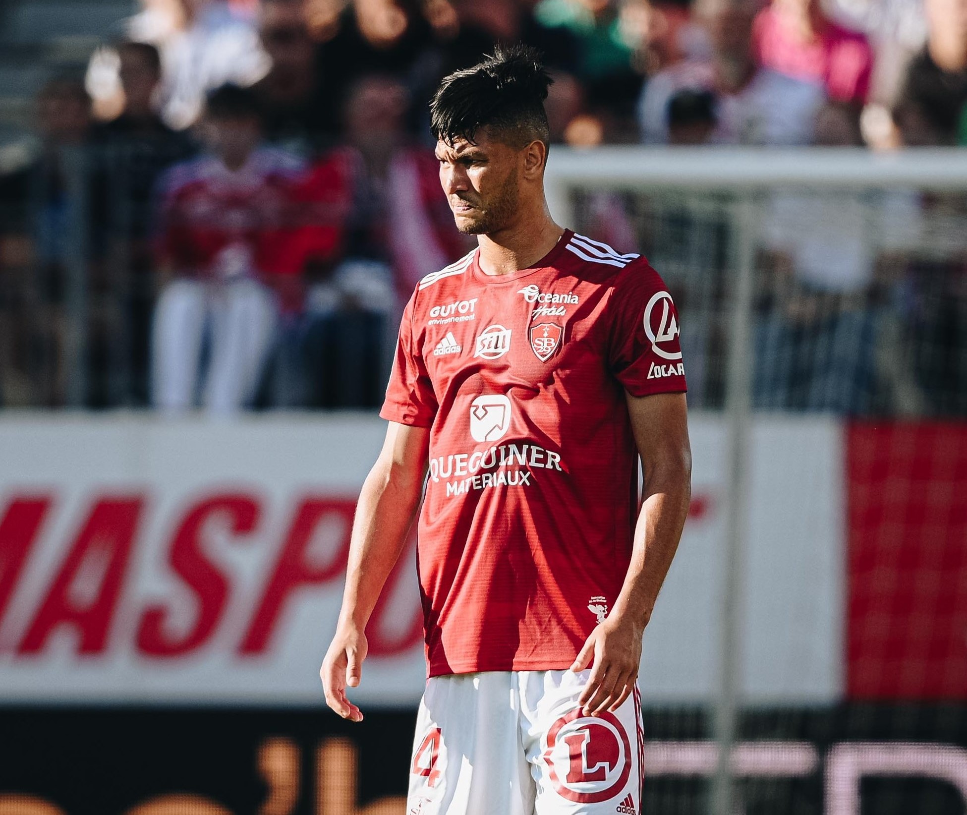 Achraf Dari lors d'un entraînement avec le Stade Brestois