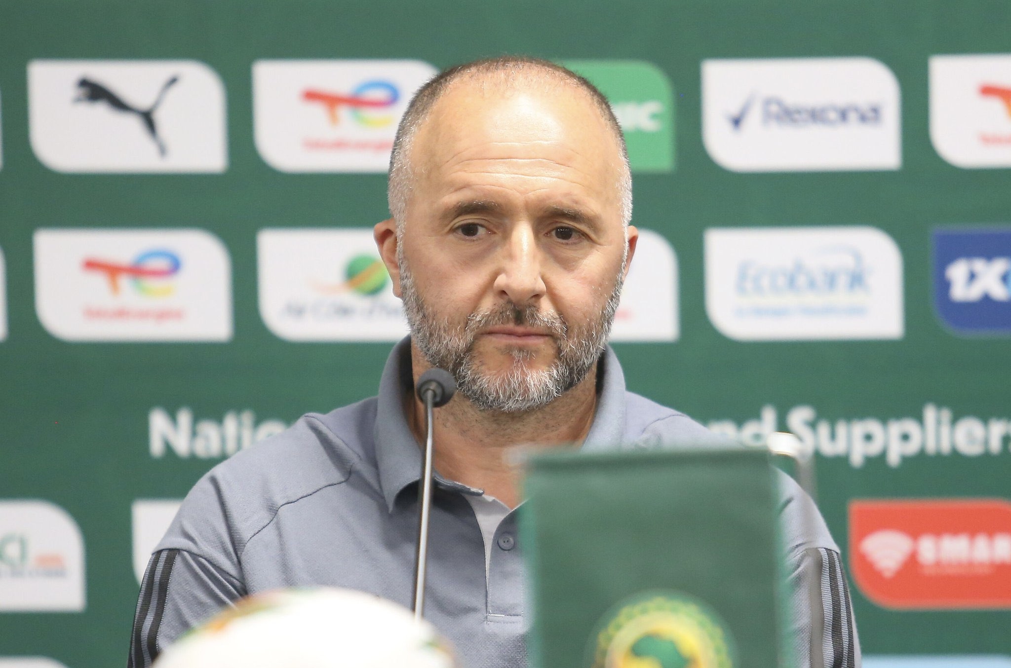 Djamel Belmadi during a press conference