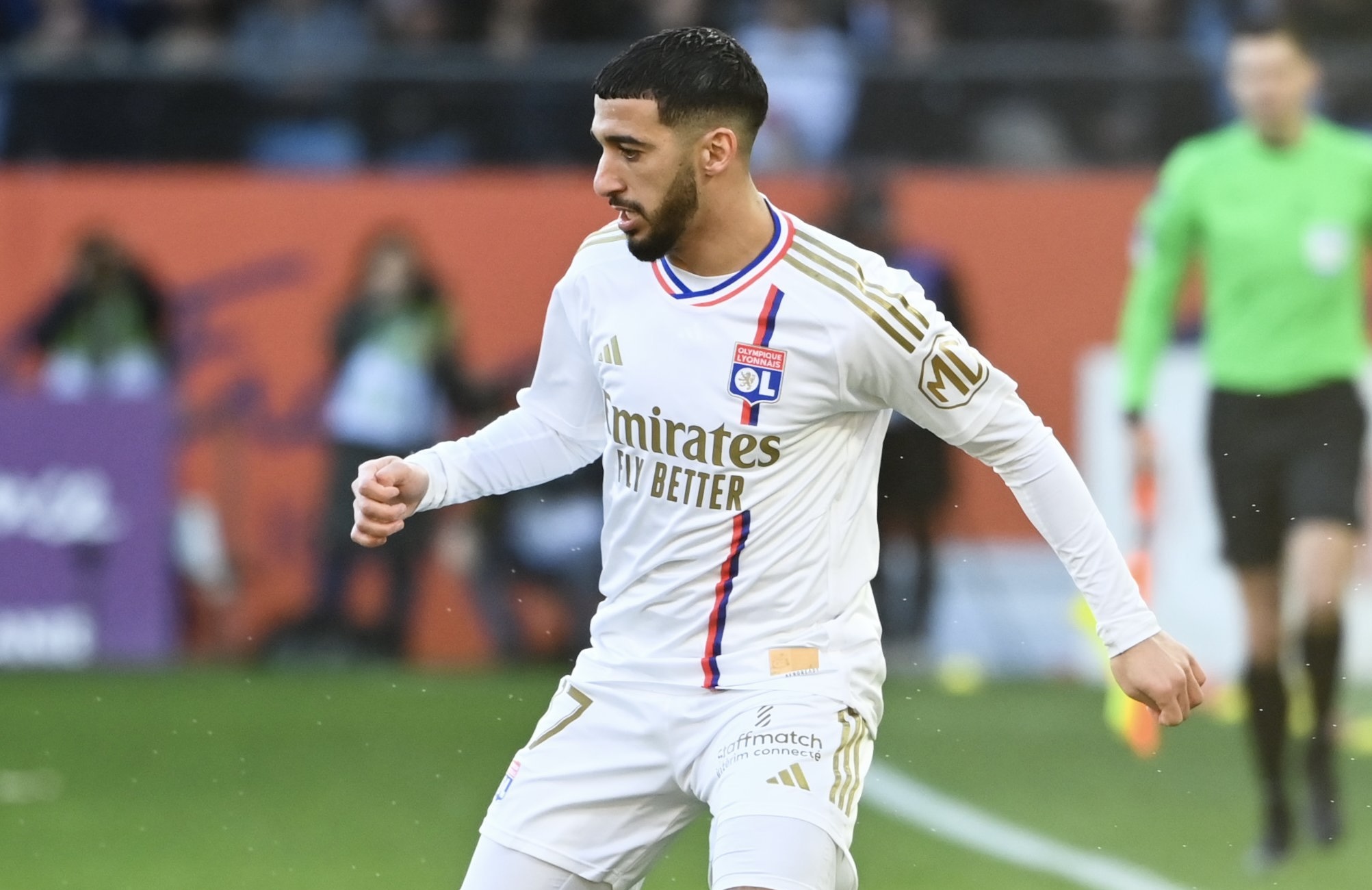 Saïd Benrahma celebrating his goal for Lyon