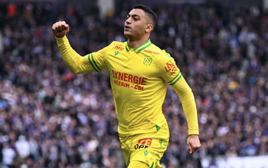 But de Mostafa Mohamed lors du match FC Nantes contre Toulouse