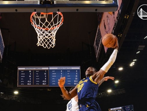 Jonathan Kuminga s'illustre lors de la victoire de Golden State contre Utah