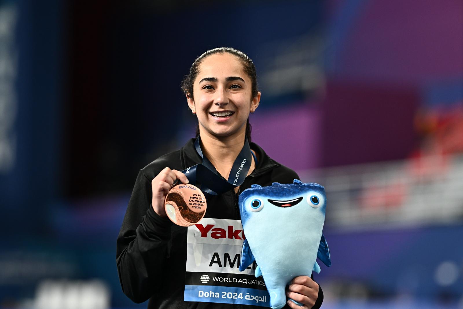 Maha Eissa au plongeon aux Mondiaux de natation à Doha