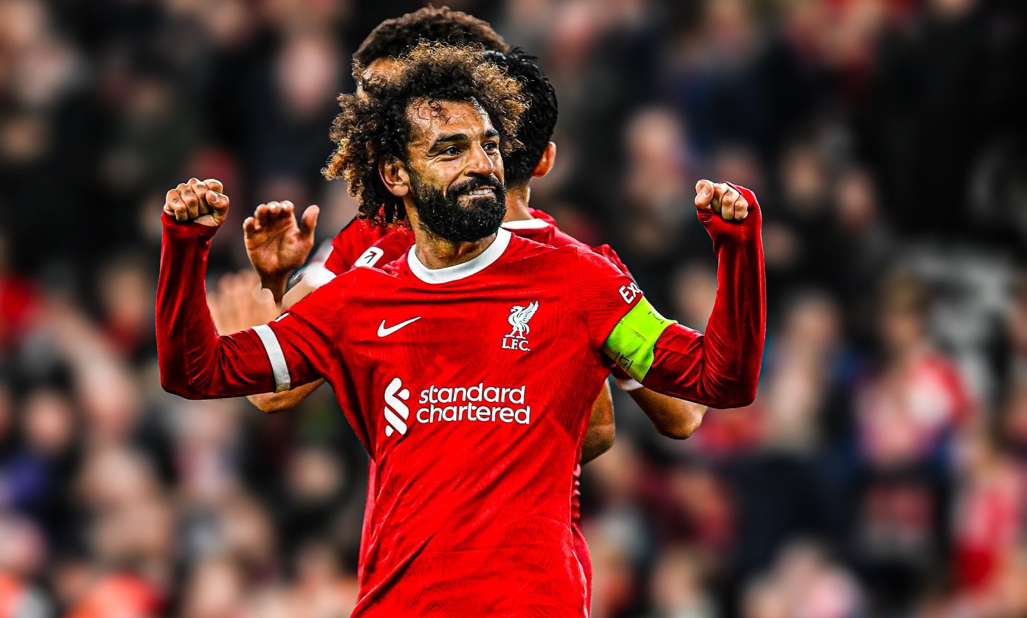 Mohamed Salah celebrating a goal for Liverpool