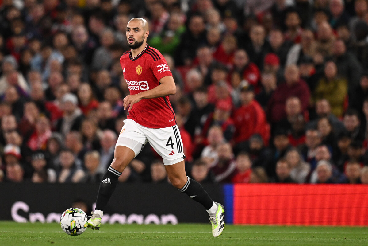 Sofyan Amrabat during a match for Manchester United