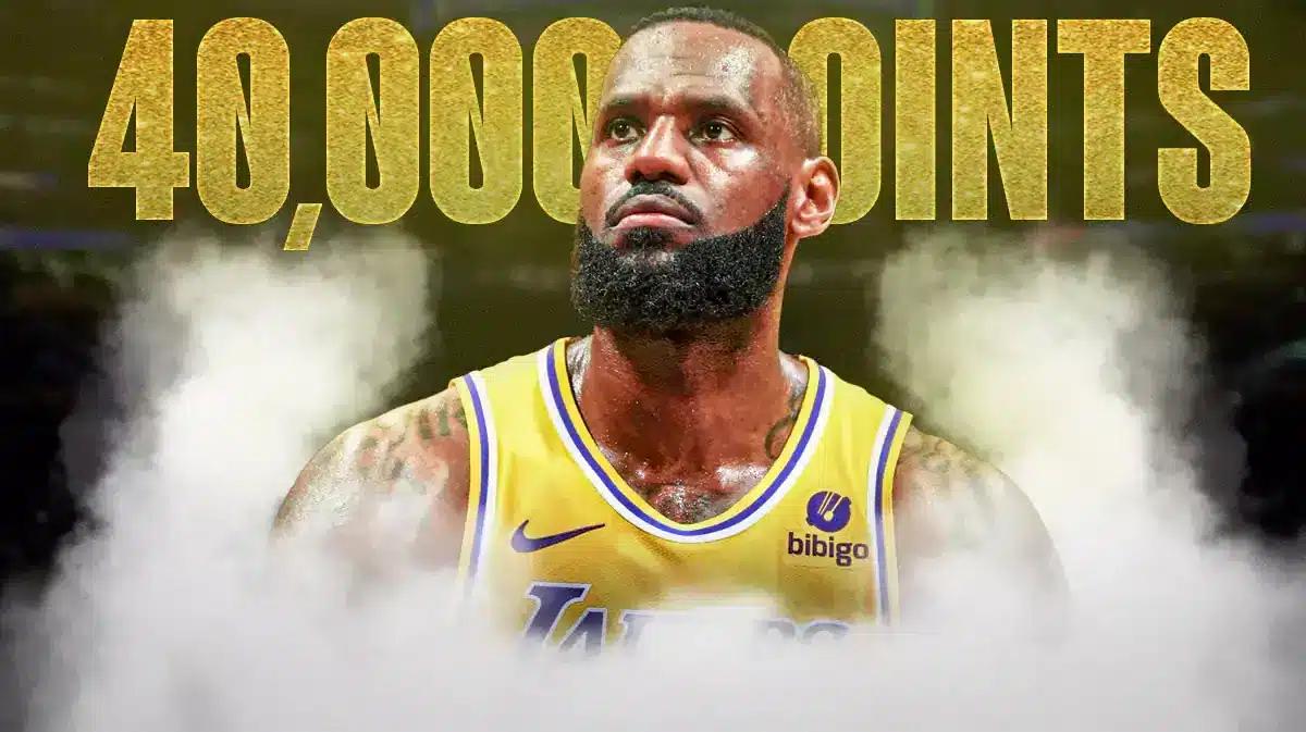 Lebron James celebrating his 40,000 points milestone