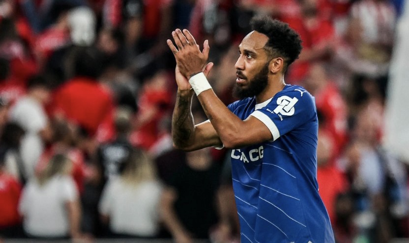 Pierre-Emerick Aubameyang celebrating his goal against Benfica