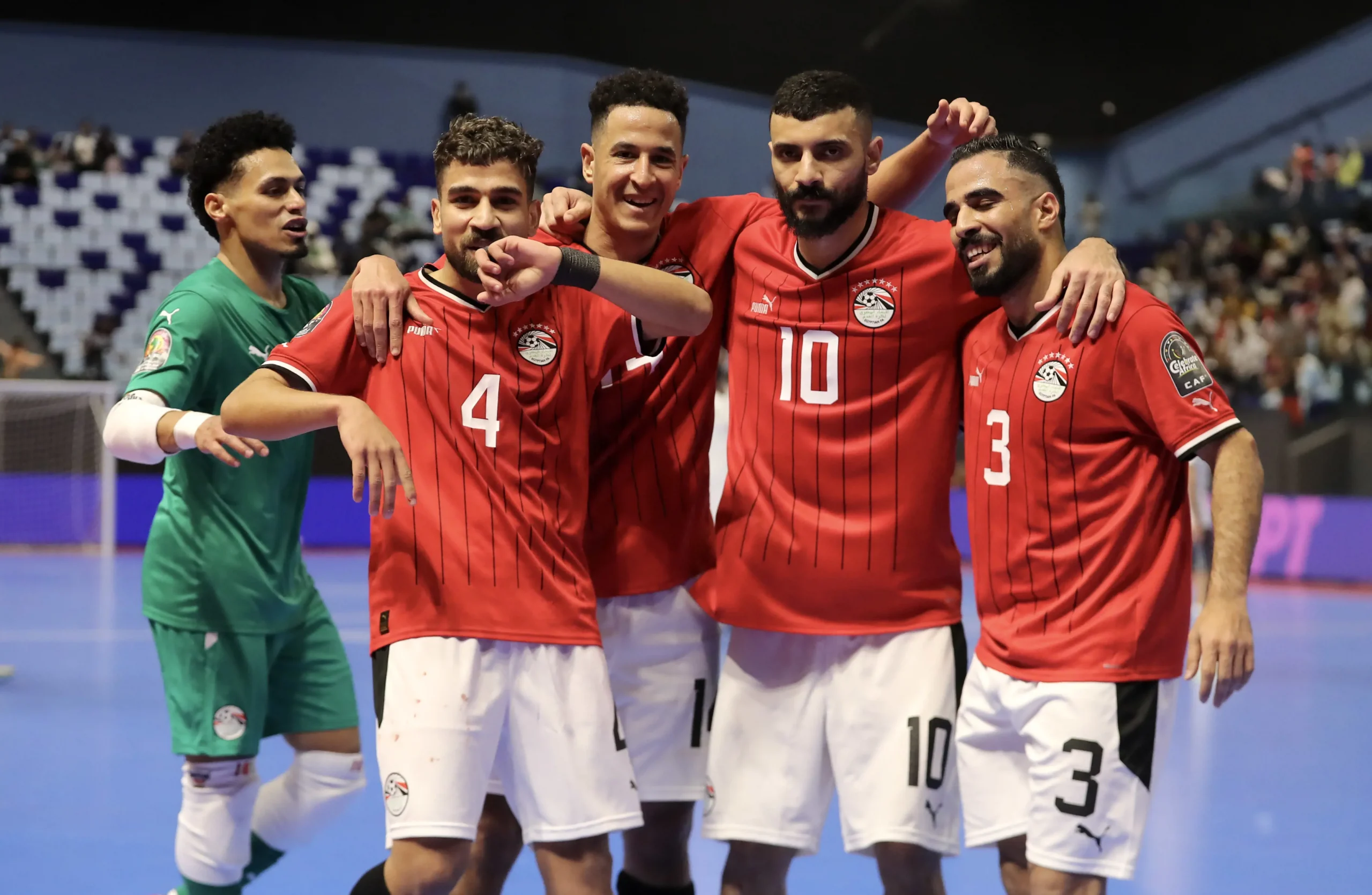 L'Egypte célèbre sa victoire contre la Mauritanie lors de la phase de groupe de la CAN de Futsal