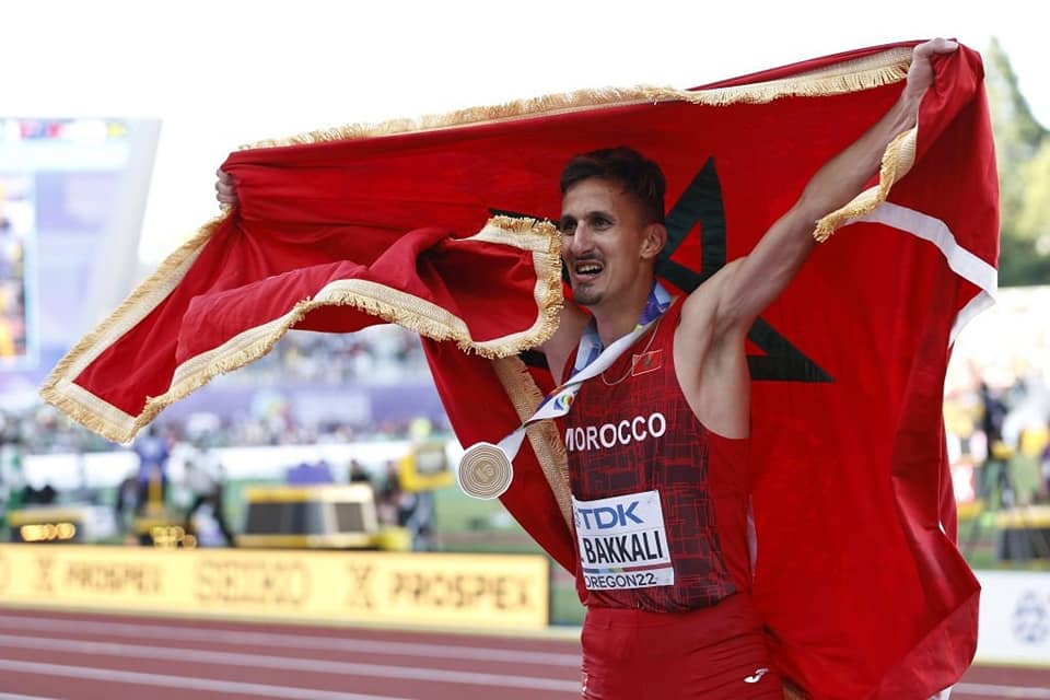 Athlete receiving a gold medal