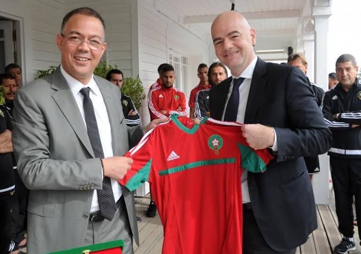 Le Président de la FIFA Gianni Infantino au micro de la Fédération royale marocaine de football