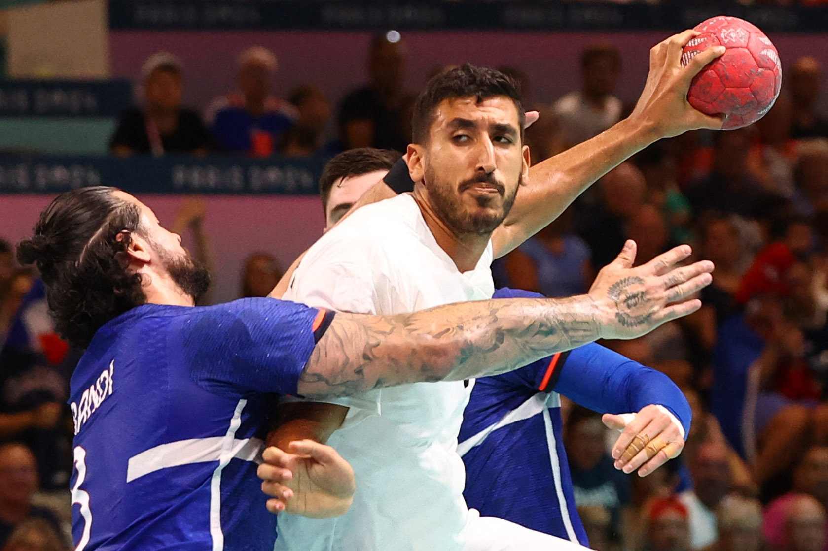 Match de handball entre l'Égypte et la France lors des JO 2024