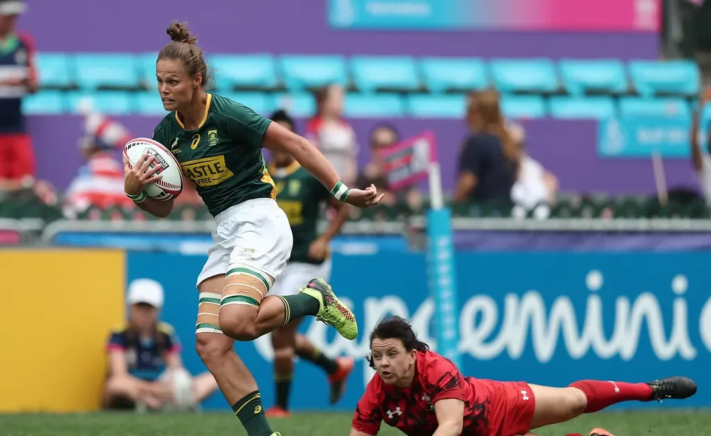 Match de rugby à 7 féminin entre l'Afrique du Sud et l'Australie